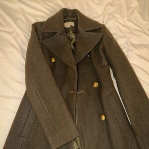 Michael Kors Double-Breasted Black Pea Coat